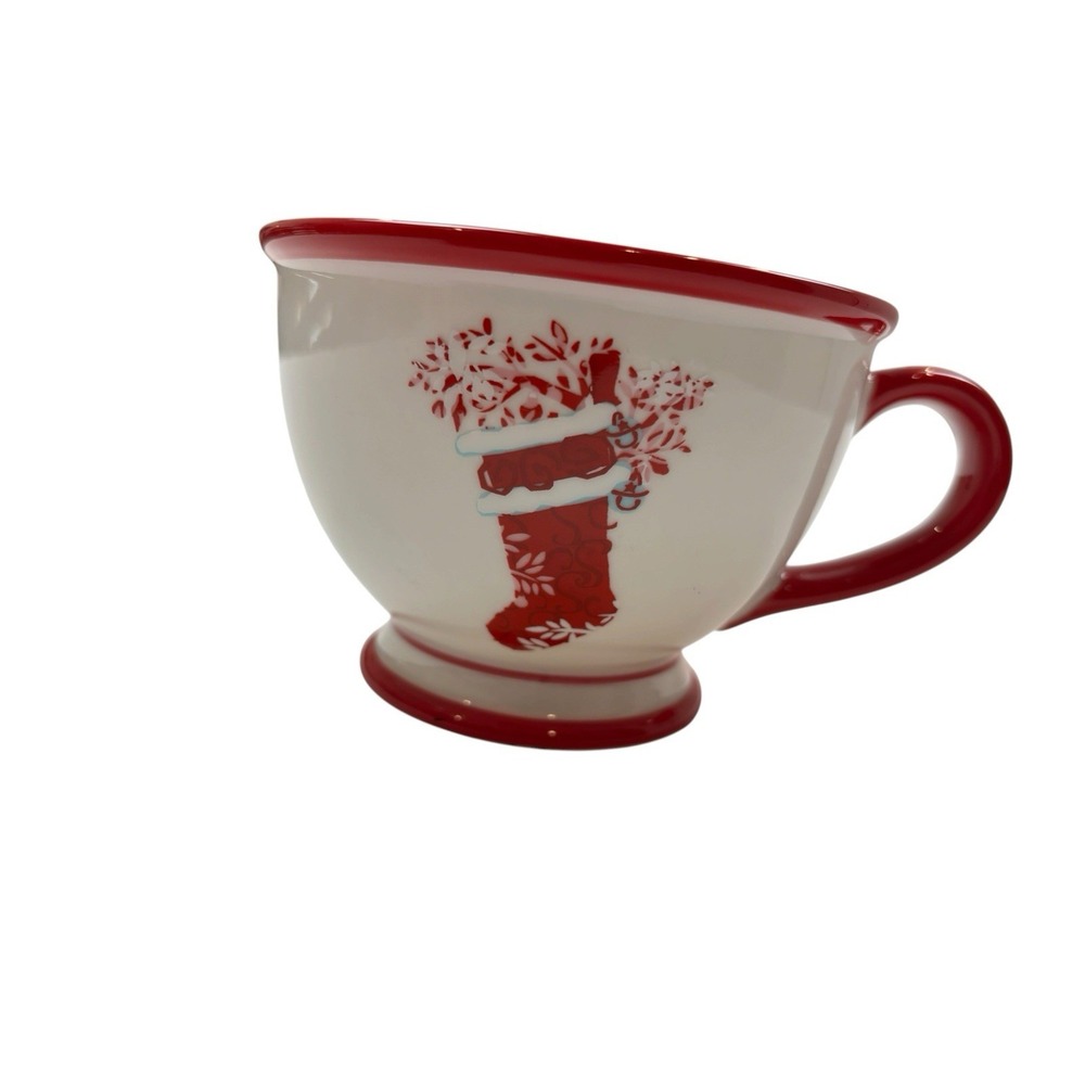 Starbucks Coffee Cup Mug 10 OZ Joy 2007‎ Holiday Christmas Stocking Footed